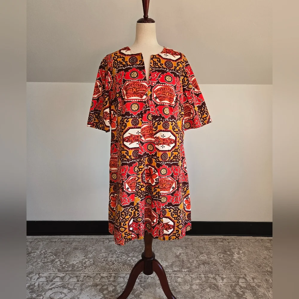 Vibrant Barkcloth Vintage Dress - Picture 1 of 13